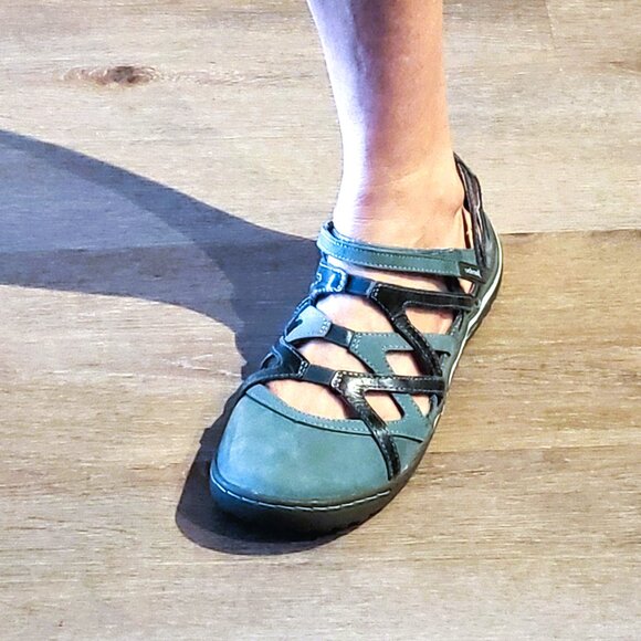Jambu Tangerine Leather Strappy Walking Shoe Blue & Gray Size 8.5 - Picture 15 of 16